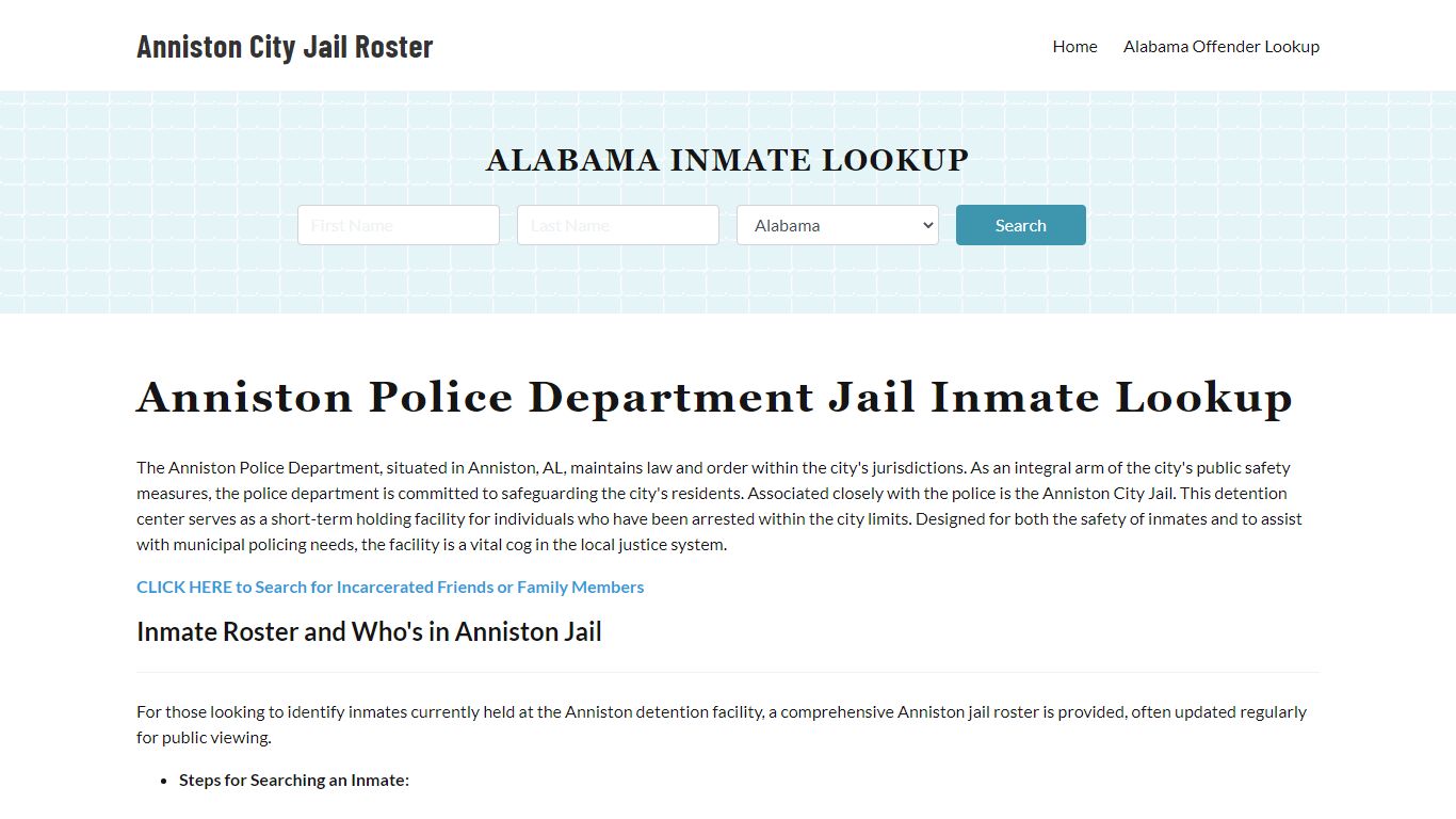 Anniston Police Department & City Jail, AL Inmate Roster, Arrests, Mugshots
